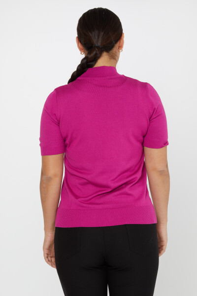 Pull en Maille Modèle Américain Manches Courtes Fuchsia Foncé - 14541 | KAZEE (Lot de 3 S-M-L) - 6