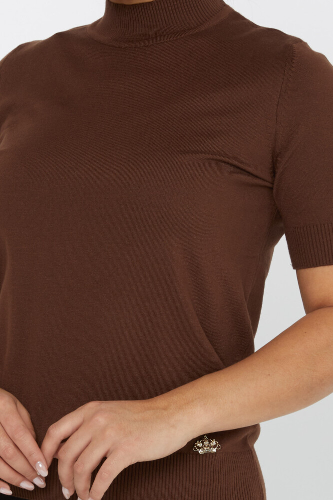 Pull en maille modèle américain à manches courtes marron - 14541 | KAZEE (Lot de 3 S-M-L) - 4