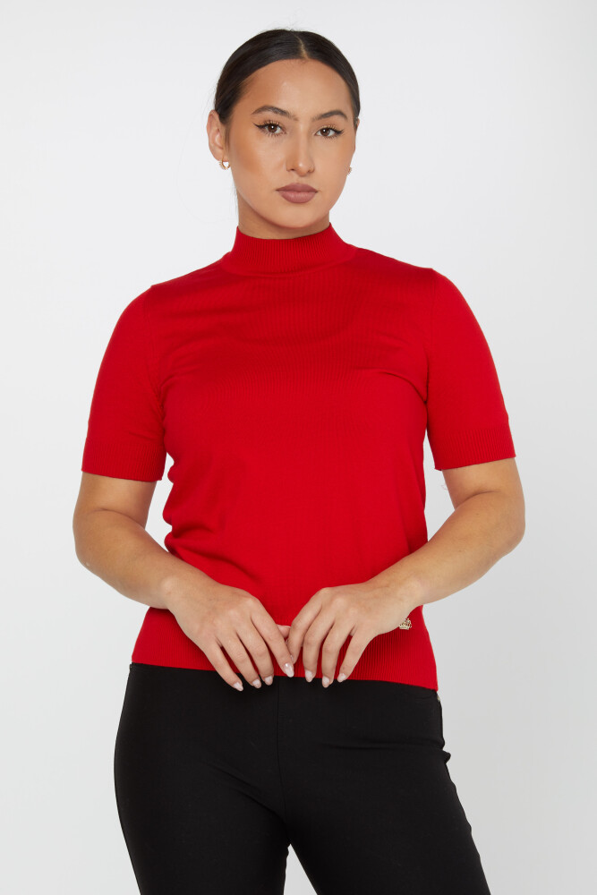 Pull en Maille Modèle Américain Manches Courtes Rouge - 14541 | KAZEE (Lot de 3 S-M-L) - 1