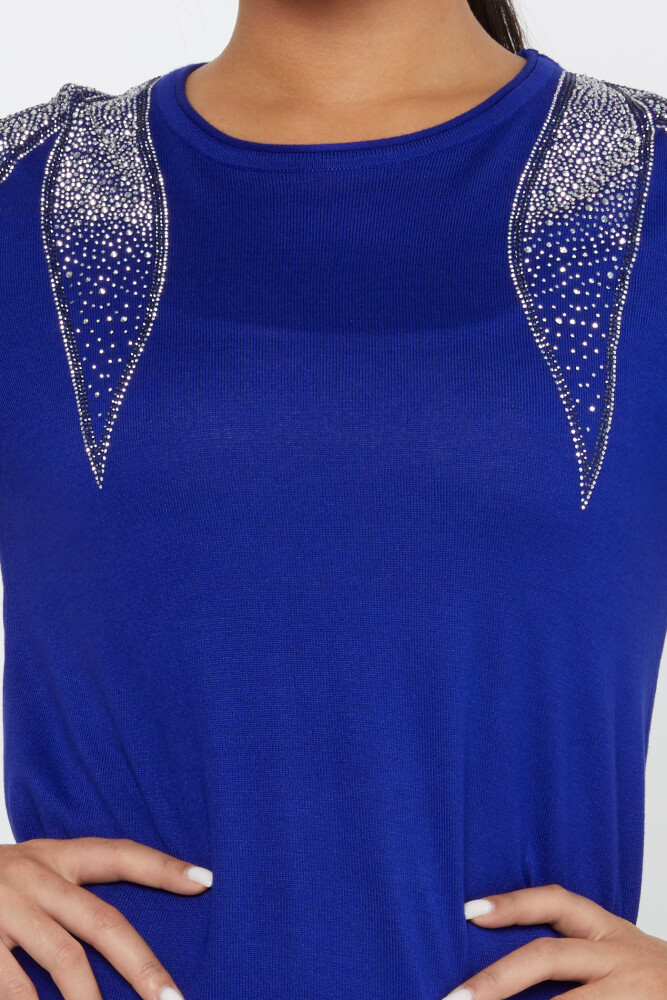 Pull en Maille Modèle Américain Pierre Brodé Saxe - 31238 | KAZEE (Lot de 3 S-M-L) - 3