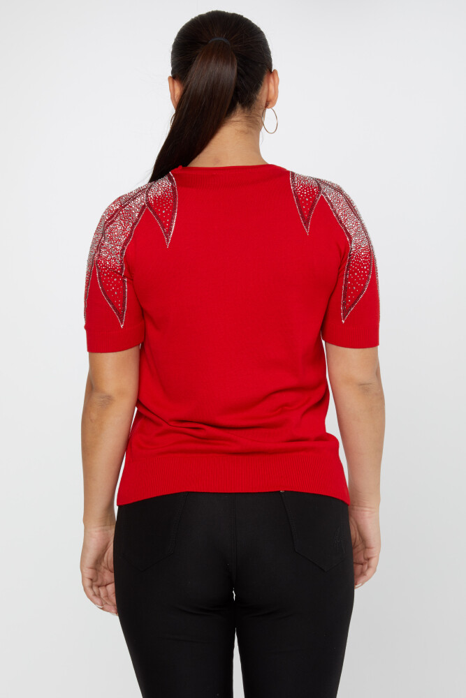 Pull en Maille Modèle Américain Pierre Brodé Rouge - 31238 | KAZEE (Lot de 3 S-M-L) - 5