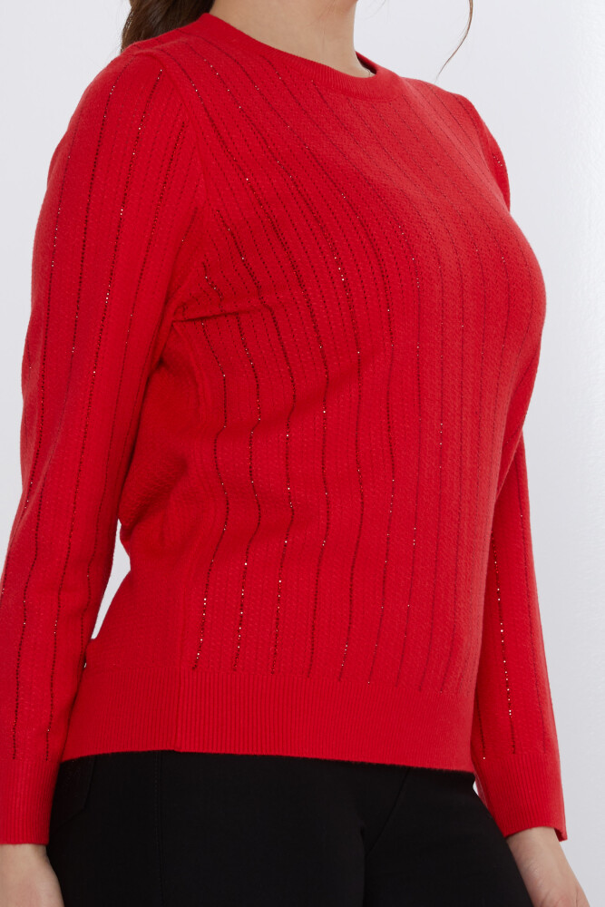 Pull en Maille Rayé Brodé Pierre Rouge - 31110 | KAZEE (Lot de 3 M-L-XL) - 4