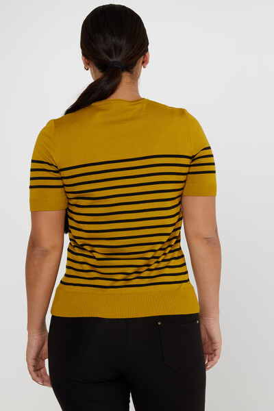 Pull en maille rayé à manches courtes moutarde - 30396 | KAZEE (Lot de 4 M-L-XL-2XL) - 5