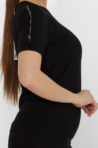 Pull en maille Tiger Stone brodé noir - 31596 | KAZEE (Lot de 3 M-L-XL) - 4