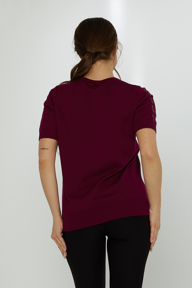 Pull Maille Tigre Pierre Brodé Modèle Américain Violet - 31825 | KAZEE (Lot de 3 L-XL-2XL) - 4