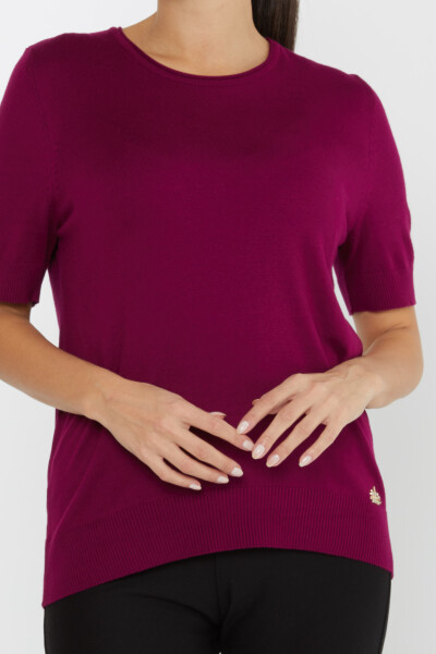 Pull en maille à manches courtes avec logo violet - 16271 | KAZEE (Lot de 4 L-XL-2XL-3XL) - 2