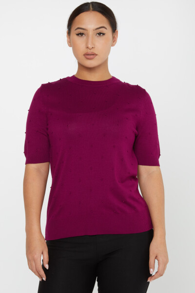 Pull en maille à manches courtes à motifs violets - 30131 | KAZEE (Lot de 4 M-L-XL-2XL) 