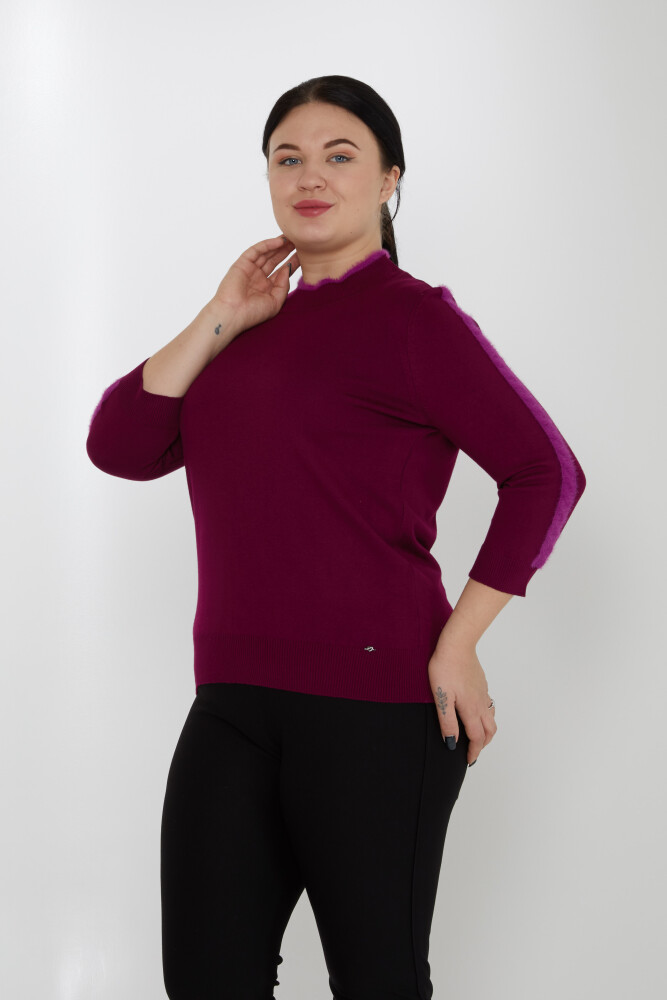 Pull en tricot à rayures et manches avec logo détaillé Violet - 31196 | KAZEE (Lot de 3 M-L-XL) - 1