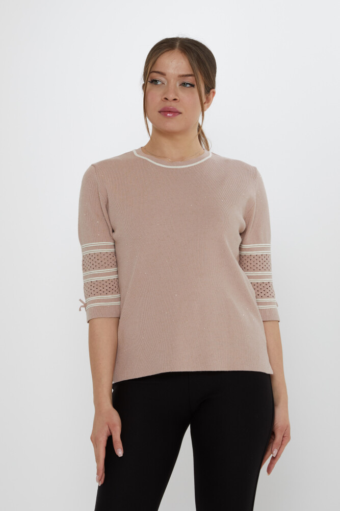 Pull en tricot avec détails sur les manches Poudre - 31316 | KAZEE (Lot de 3 M-L-XL) - 1