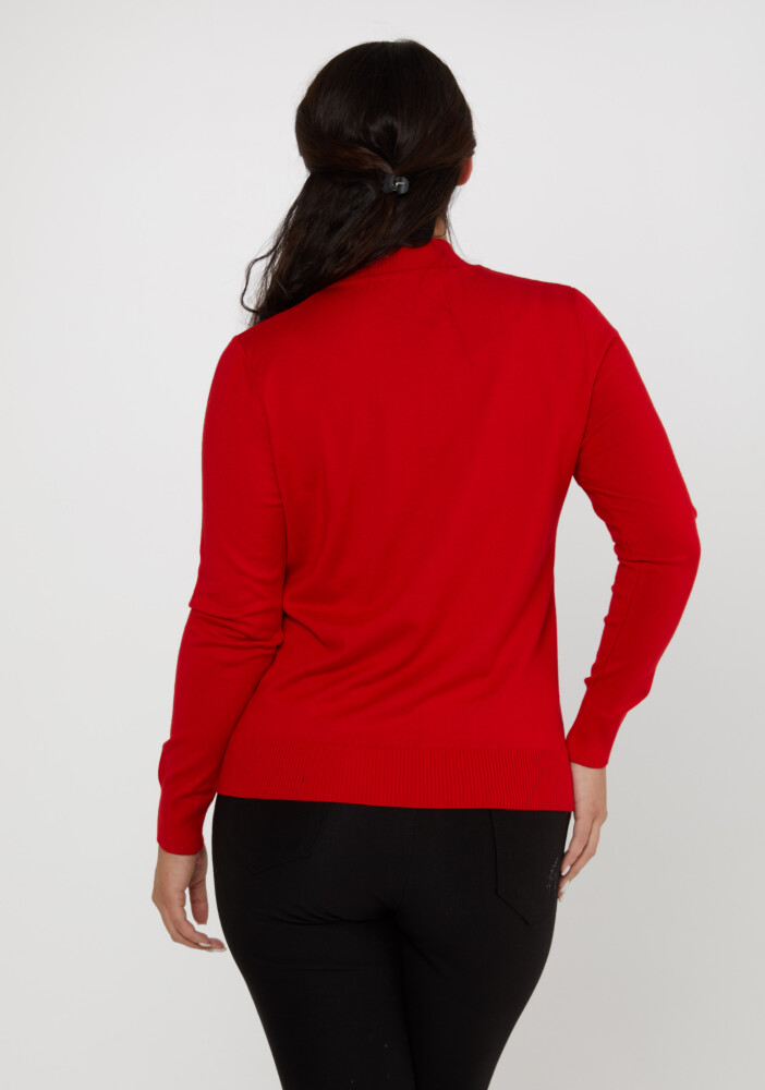 Pull en tricot avec logo détaillé rouge basique - 16663 | KAZEE (Lot de 4 L-XL-2XL-3XL) - 4