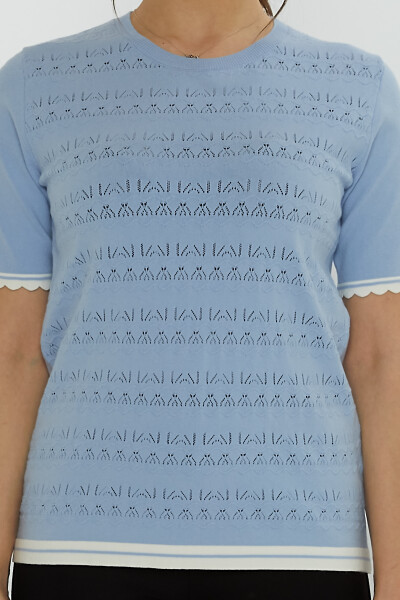 Pull Maille Ajouré Manches Courtes Bleu - 31762 | KAZEE (Lot de 3 M-L-XL) - 3