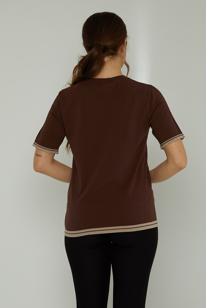 Pull Maille Ajouré Manches Courtes Café - 31762 | KAZEE (Lot de 3 M-L-XL) - 5
