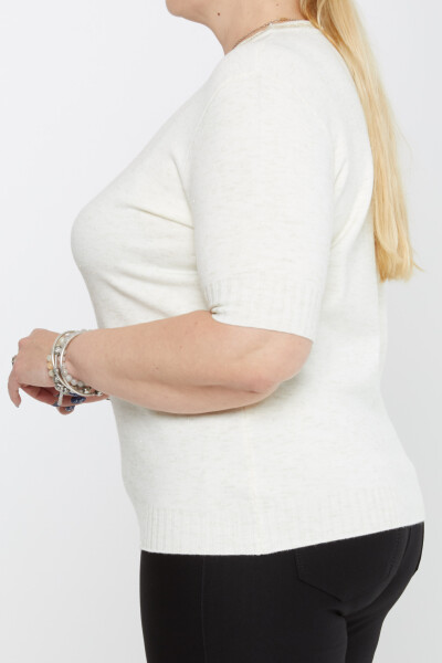 Pull en Maille Col Pailleté Manches Courtes Ecru - 31610 | KAZEE (Lot de 3 XL-2XL-3XL) - 3