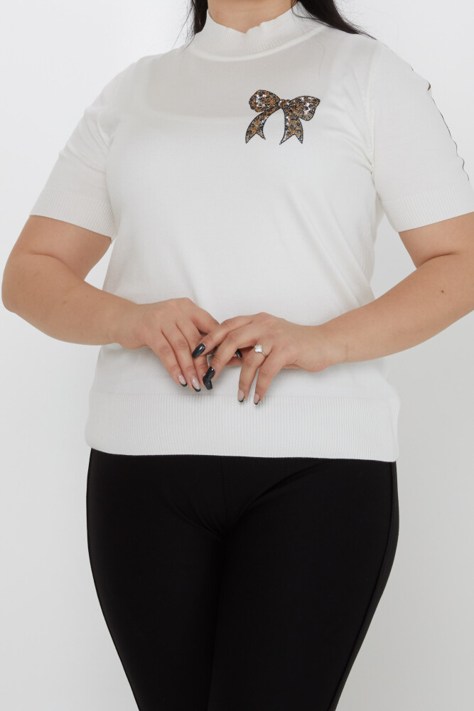 Pull Maille Ruban Détaillé Modèle Américain Ecru - 31549 | KAZEE (Lot de 3 L-XL-2XL) - 2