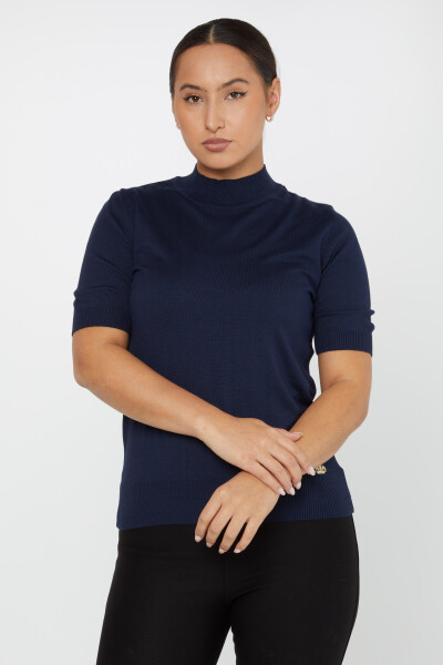 Pull en Maille Modèle Américain Manches Courtes Bleu Marine - 14541 | KAZEE (Lot de 3 S-M-L) 