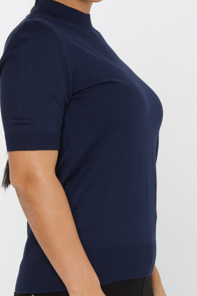 Pull en Maille Modèle Américain Manches Courtes Bleu Marine - 14541 | KAZEE (Lot de 3 S-M-L) - 4