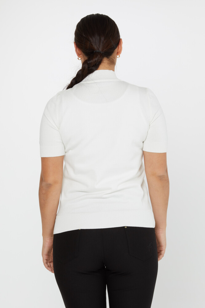 Pull Maille Modèle Américain Manches Courtes Ecru - 14541 | KAZEE (Lot de 3 S-M-L) - 5