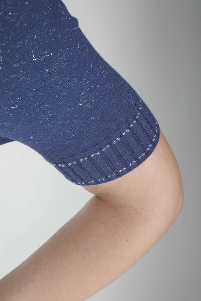 Pull en Maille Glitter Manches Courtes Bleu Marine - 31028 | KAZEE (Lot de 4 M-L-XL-2XL) - 3