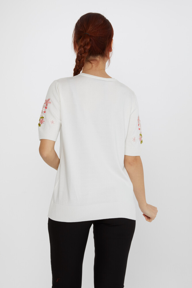 Pull En Maille Pierre Brodée Floral Ecru - 16761 | KAZEE (Lot de 4 L-XL-2XL-3XL) - 5