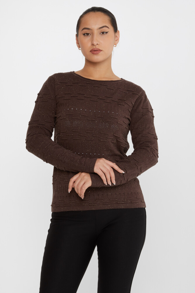 Pull en tricot à motifs à manches longues Café - 31627 | KAZEE (Lot de 3 M-L-XL) - 1