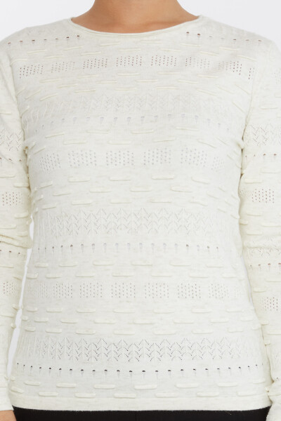 Pull en Maille à Motifs Manches Longues Ecru - 31627 | KAZEE (Lot de 3 M-L-XL) - 3