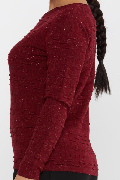 Pull en maille à motifs à manches longues rouge bordeaux - 31627 | KAZEE (Lot de 3 M-L-XL) - 4