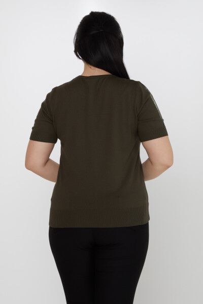 Pull en Maille Brodé Pierre Manches Courtes Vert - 31773 | KAZEE (Lot de 3 XL-2XL-3XL) - 4