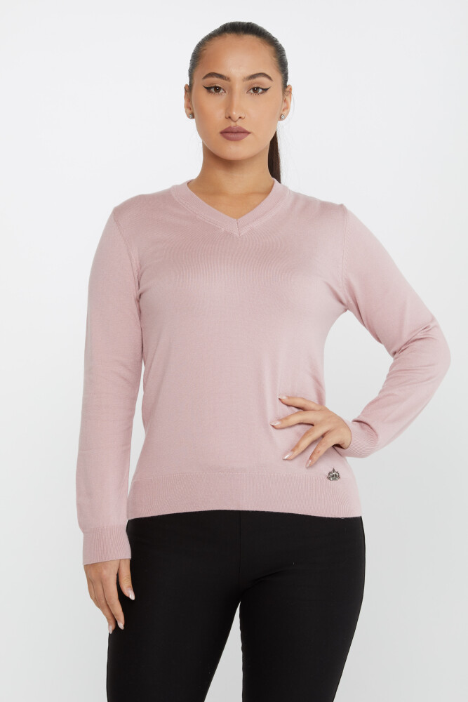Pull en tricot basique à manches longues poudre - 30256 | KAZEE (Lot de 4 M-L-XL-2XL) - 1