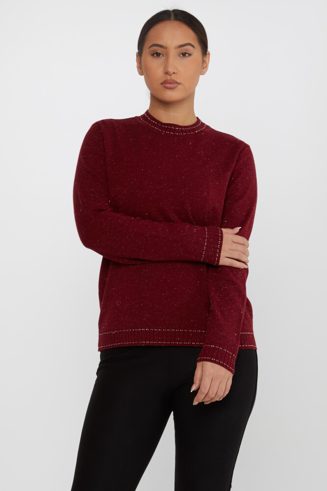 Pull en maille col montant manches longues rouge bordeaux - 31629 | KAZEE (Lot de 3 XL-2XL-3XL) - 1