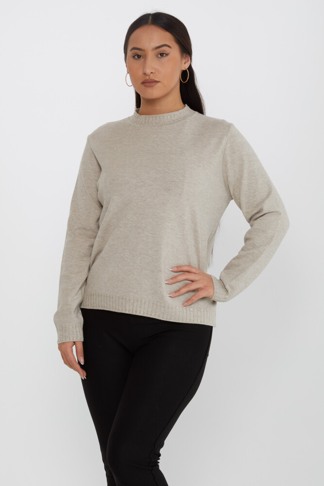 Pull en maille col montant manches longues vison - 31629 | KAZEE (Lot de 3 XL-2XL-3XL) - 2
