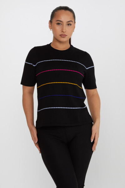 Pull en maille col rond manches courtes noir - 31659 | KAZEE (Lot de 3 L-XL-2XL) - Kazee