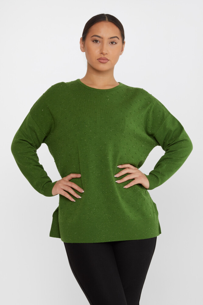Pull en maille avec détail fendu et motif vert - 31632 | KAZEE (Lot de 3 XL-2XL-3XL) - 2