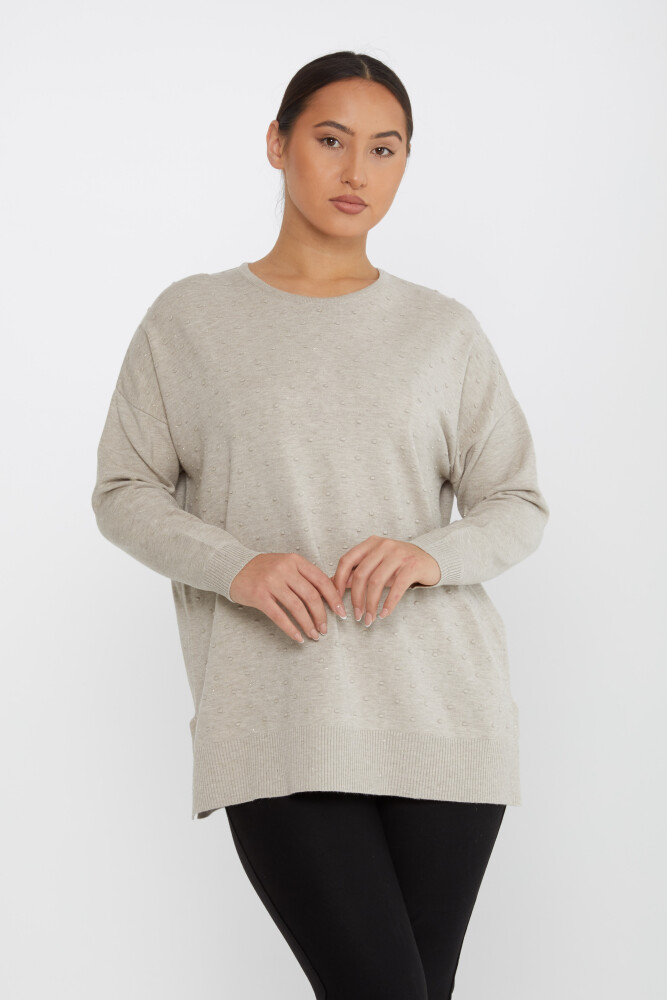 Pull en maille fendue à motifs détaillés en vison - 31632 | KAZEE (Lot de 3 XL-2XL-3XL) - 1