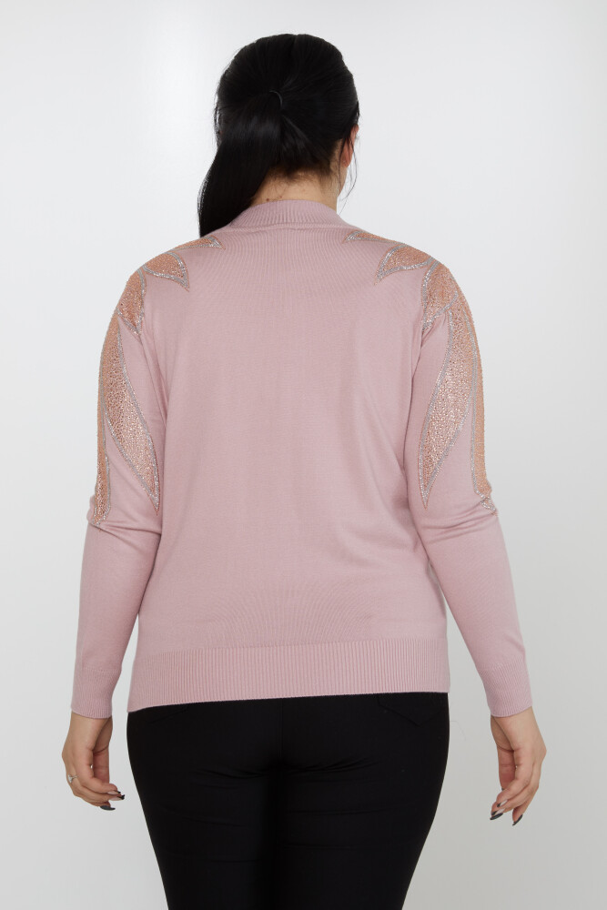 Pull en maille avec col montant et épaules brodées en pierre Poudre - 31601 | KAZEE (Lot de 3 M-L-XL) - 5