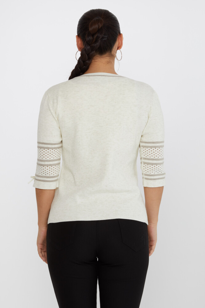 Pull en Maille Manches Détaillées Pailletées Ecru - 31316 | KAZEE (Lot de 3 M-L-XL) - 5