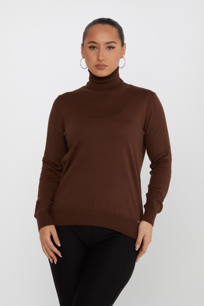 Pull en maille à manches longues et col roulé Marron - 11122 | KAZEE (Lot de 3 S-M-L) - 2