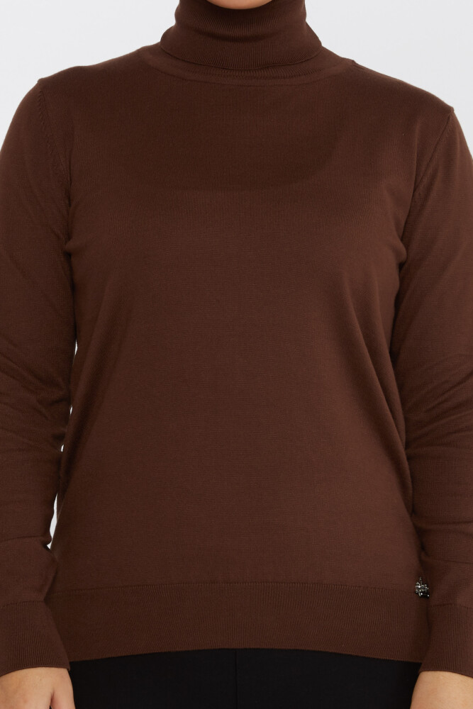 Pull en maille à manches longues et col roulé Marron - 11122 | KAZEE (Lot de 3 S-M-L) - 3