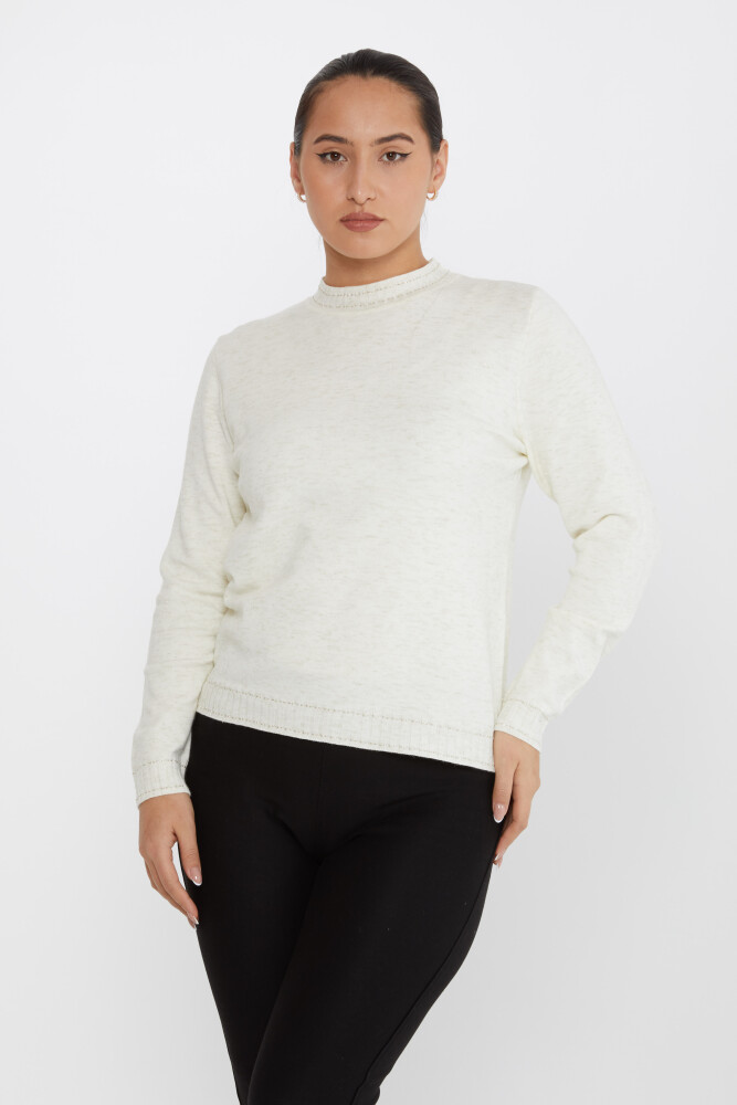 Pull Maille Manches Longues Pailleté Ecru - 31628 | KAZEE (Lot de 3 S-M-L) - 2