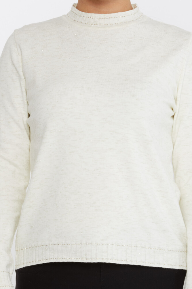 Pull Maille Manches Longues Pailleté Ecru - 31628 | KAZEE (Lot de 3 S-M-L) - 3