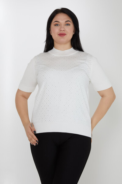 Pull Maille Modèle Américain Pierre Brodé Ecru - 31864 | KAZEE (Lot de 4 L-XL-2XL-3XL) 