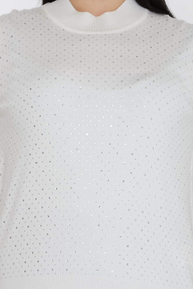 Pull Maille Modèle Américain Pierre Brodé Ecru - 31864 | KAZEE (Lot de 4 L-XL-2XL-3XL) - 4