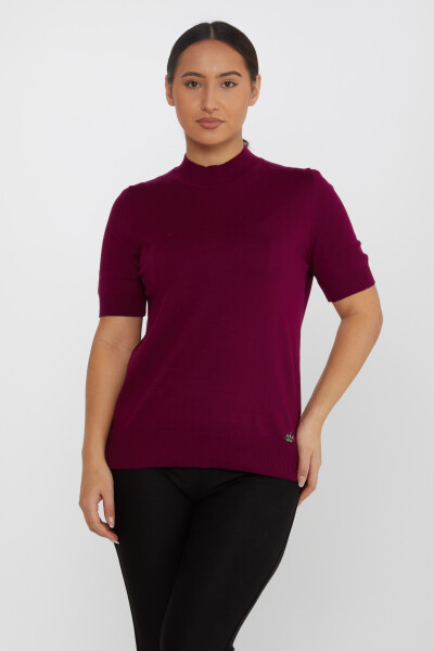Pull en Maille Modèle Américain Logo Prune - 16168 | KAZEE (Lot de 4 L-XL-2XL-3XL) - 2