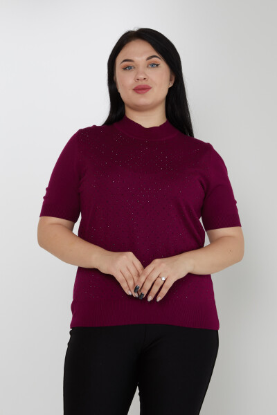 Pull en Maille Modèle Américain Pierre Brodé Violet - 31864 | KAZEE (Lot de 4 L-XL-2XL-3XL) - 1