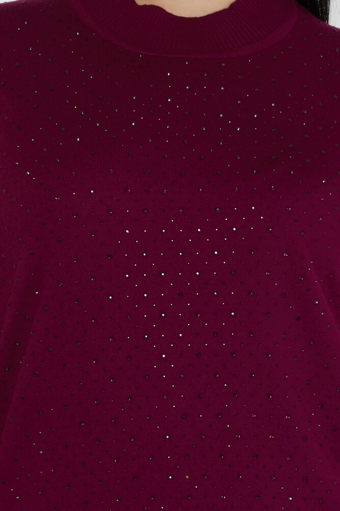 Pull en Maille Modèle Américain Pierre Brodé Violet - 31864 | KAZEE (Lot de 4 L-XL-2XL-3XL) - 4