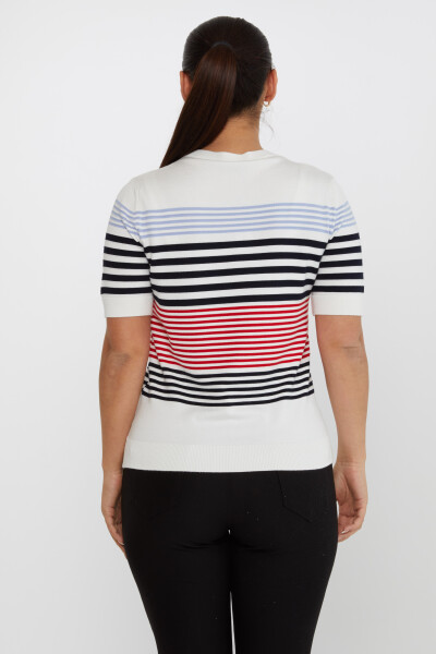 Pull Maille Rayé Manches Courtes Ecru - 31273 | KAZEE (Lot de 3 S-M-L) - 5