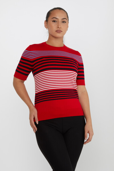 Pull en maille rayé à manches courtes rouge - 31273 | KAZEE (Lot de 3 S-M-L) - Kazee