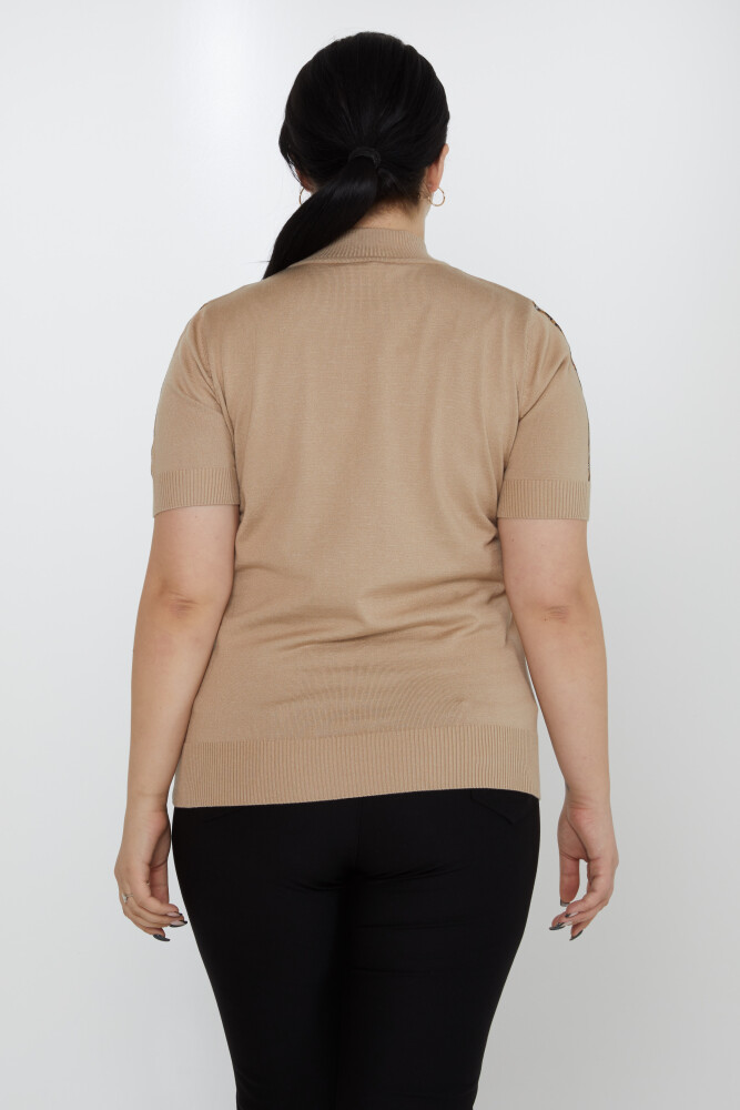 Pull en tricot avec ruban détaillé modèle américain Vison - 31549 | KAZEE (Lot de 3 L-XL-2XL) - 4