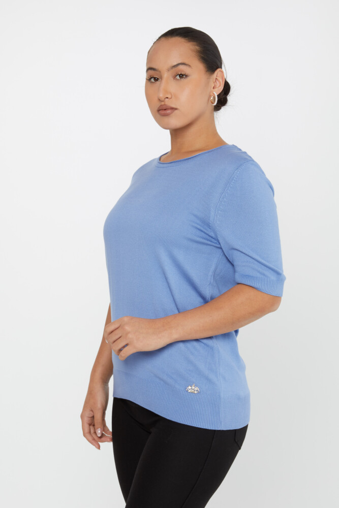 Pull en maille à manches courtes avec logo bleu - 16271 | KAZEE (Lot de 4 L-XL-2XL-3XL) - 2