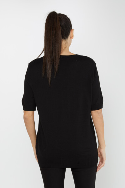 Pull en maille à manches courtes avec logo noir - 16271 | KAZEE (Lot de 4 L-XL-2XL-3XL) - 4