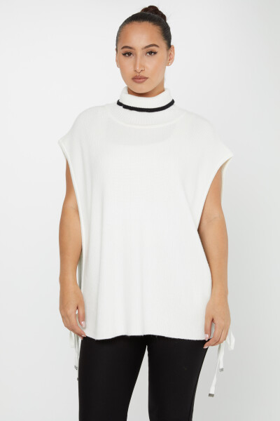 Pull tricoté à manches courtes avec détail noué Écru - 30229 | KAZEE (Lot de 3 S-M-L) 